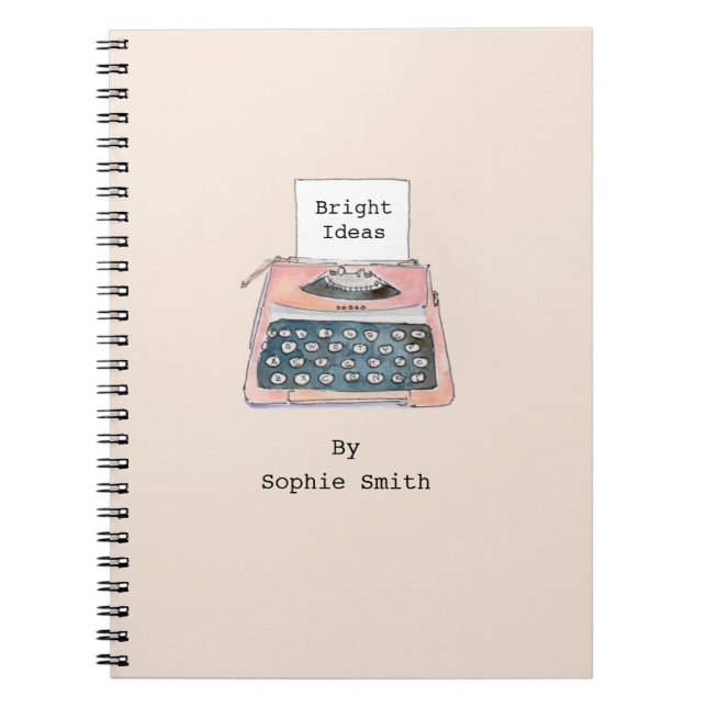 Cute pink retro typewriter notebook (Front)