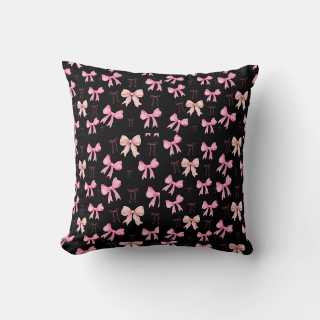 Cute Pink Ribbon Bow Pattern Decorative Throw Pill Cushion (Front)