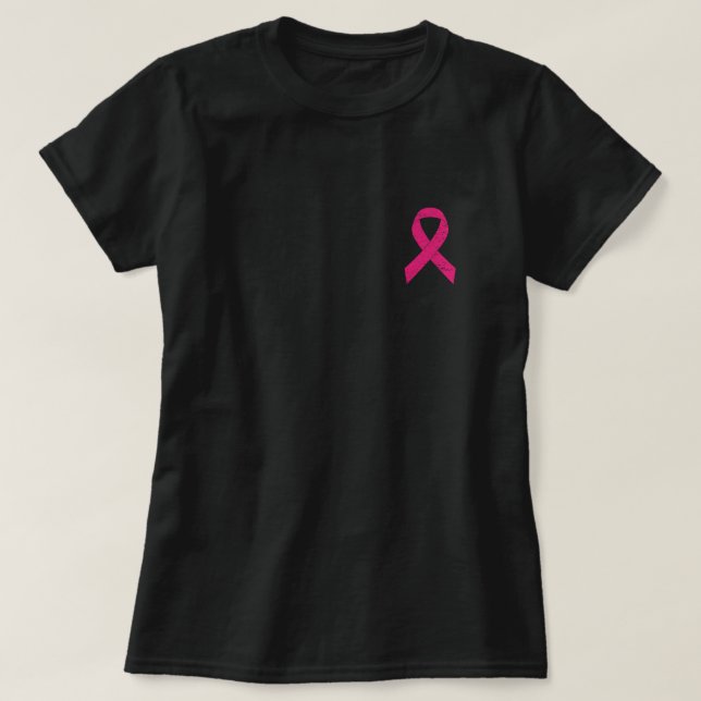 Cute Pink Ribbon Breast Cancer Awareness Women Men T-Shirt (Design Front)