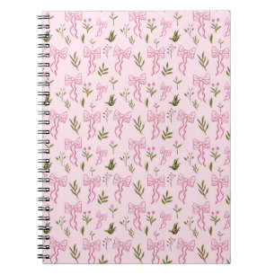 Cute Pink Ribbon Floral Seamless Pattern Notebook