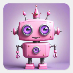 Cute Pink Robot Sticker