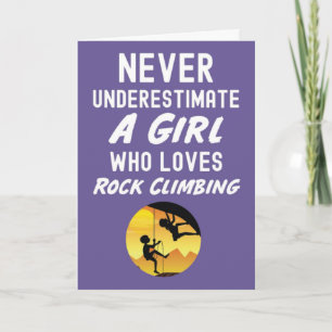 Cute Pink Rock Climbing Cards Girl Sports