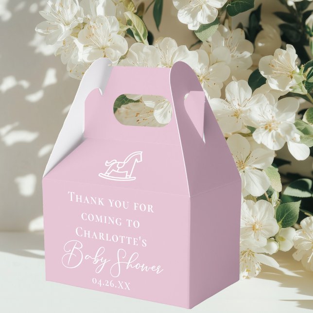 Cute Pink Rocking Horse Custom Baby Shower Favour Box (Creator Uploaded)