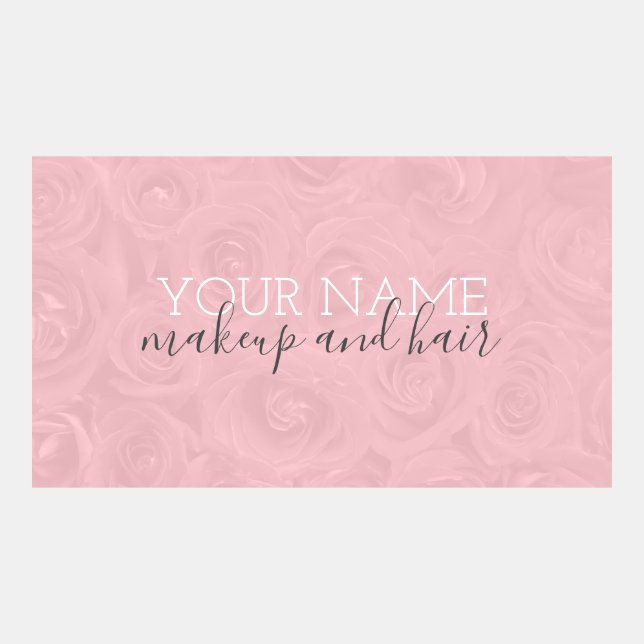 Cute Pink Roses Hair and Makeup Business Card (Front)