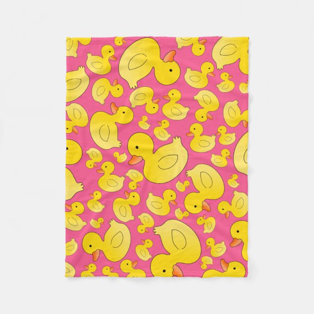 Cute pink rubber ducks fleece blanket (Front)