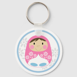 Cute Pink Russian Doll Keychain