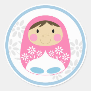 Cute Pink Russian Doll Sticker Sheet