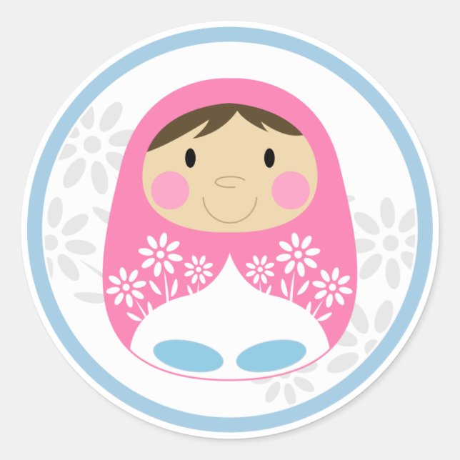 Cute Pink Russian Doll Sticker Sheet (Front)