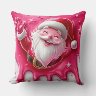 Cute Pink Santa Throw Pillow | Christmas Pillow