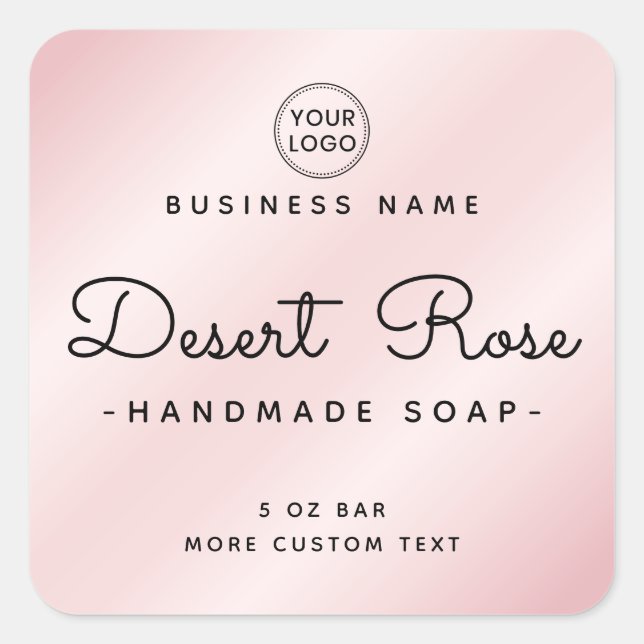 Cute pink satin add logo square product labels (Front)