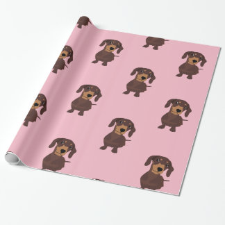 Cute Pink Sausage Dog Dachshund Wrapping Paper