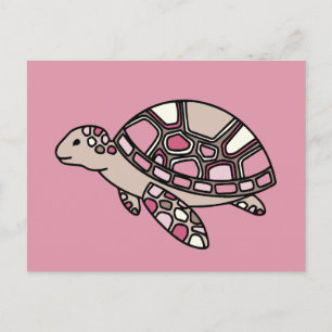 Cute pink sea turtle postcard