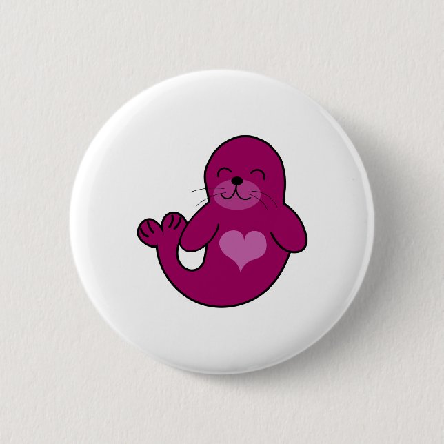Cute Pink Seal 6 Cm Round Badge (Front)