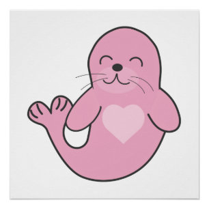 Cute pink seal poster