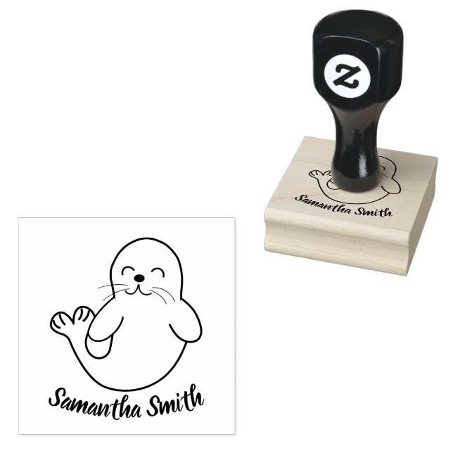 Cute pink seal rubber stamp (Stamped)