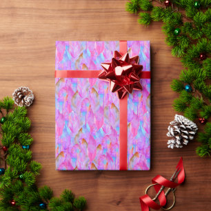 Cute pink seamless feathers patterns wrapping paper