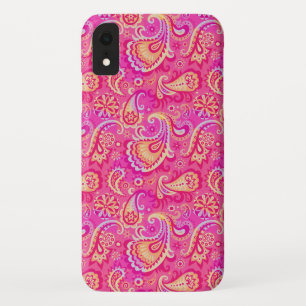 Cute pink seamless paisley look iPhone XR case