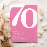 Cute Pink Seventy 70th Birthday Party Invitation<br><div class="desc">Cute pink 70th birthday party invitations featuring the number '70' in a large bold serif font,  and a modern invite template that is easy to personalise.</div>