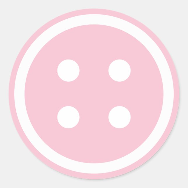 Cute Pink Sewing Button Classic Round Sticker (Front)