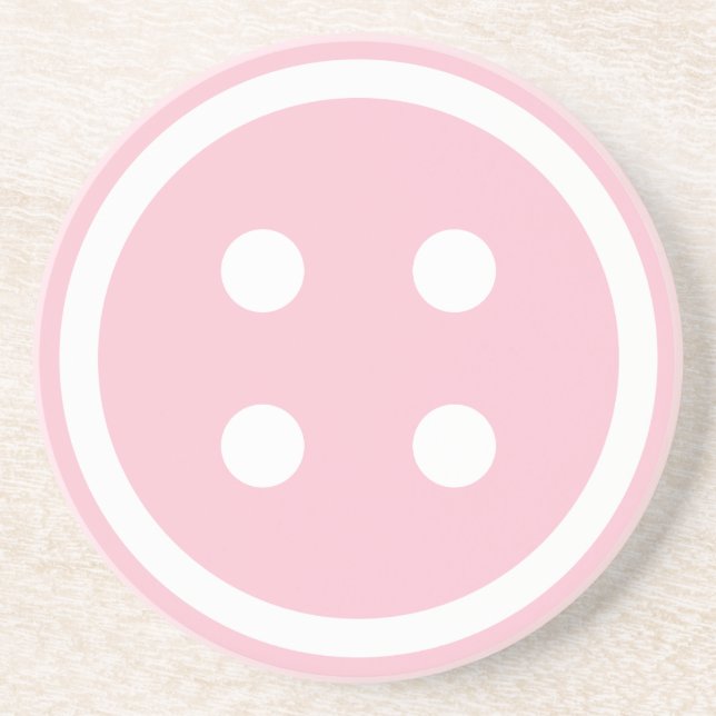 Cute Pink Sewing Button Coaster (Front)