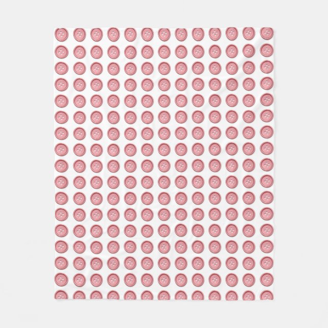 Cute Pink Sewing Buttons Pattern White Fleece Blanket (Front)