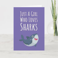 Cute Pink Shark Cards For Baby Girls Kids Ocean