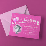 Cute Pink Shark | Pink Balloons Birthday Invitation<br><div class="desc">A modern shark themed children's birthday invitation with a cute shark holding a bunch of pink balloons on a pink background with stylish shadow text,  with the phrase "Do-Do-Do-Do and the childs age. Ideal for a boy or girl and a birthday template that is easy to personalise.</div>