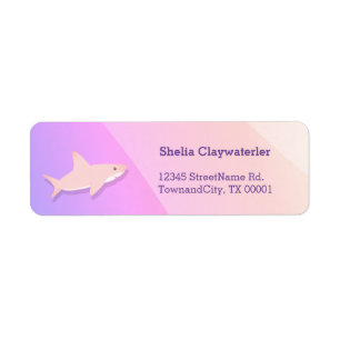 Cute Pink Shark Purple Return Address Label