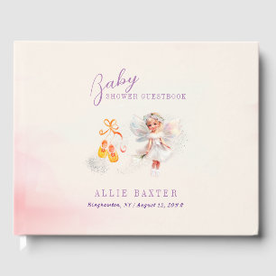 Cute Pink Shoes Fairy Dust Girl Baby Shower Guest Book