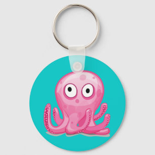 cute pink silly octopus key ring