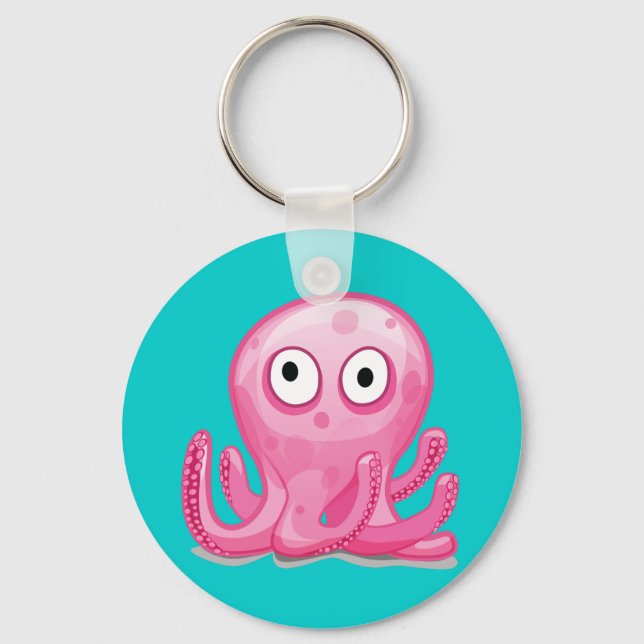 cute pink silly octopus key ring (Front)