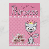 Cute Pink Sip & See Baby Shower Princess Kitty Cat