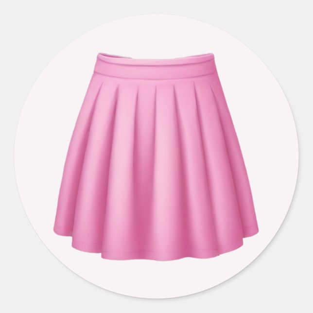 Cute Pink Skater Skirt Emoji Art  Classic Round Sticker (Front)