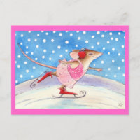 Cute pink skating mouse