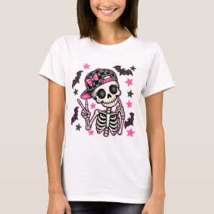 Cute Pink Skeleton Halloween T-Shirt