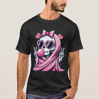 Cute pink skeleton Season Halloween for men Women T-Shirt
