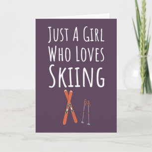 Cute Pink Ski Cards For Baby Girls Kids Skier
