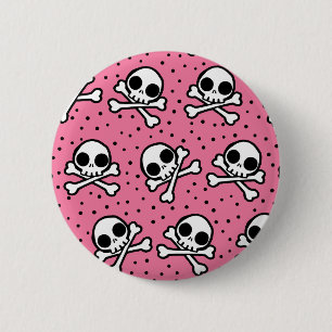 Cute Pink Skull 6 Cm Round Badge
