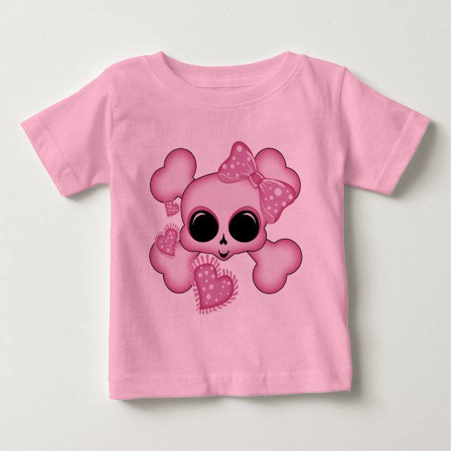 Cute Pink Skull Baby T-Shirt (Front)