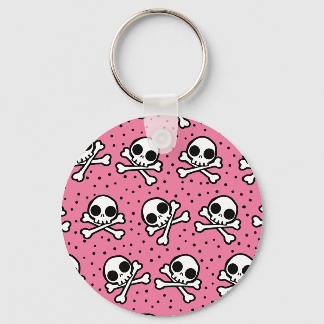 Cute Pink Skull Key Ring (Front)