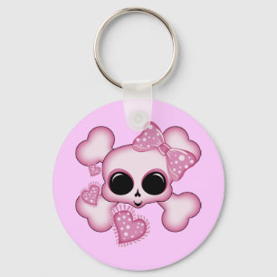 Cute Pink Skull Key Ring