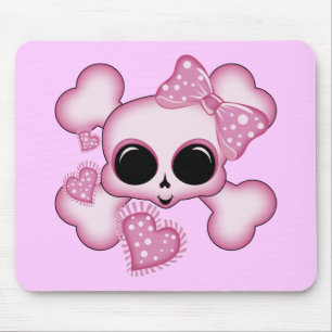 Cute Pink Skull Mouse Pad