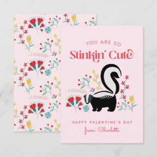 Cute Pink Skunk Classroom Valentine Card