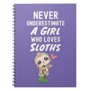 Cute Pink Sloth Gifts For Baby Girls Kids Animals Notebook