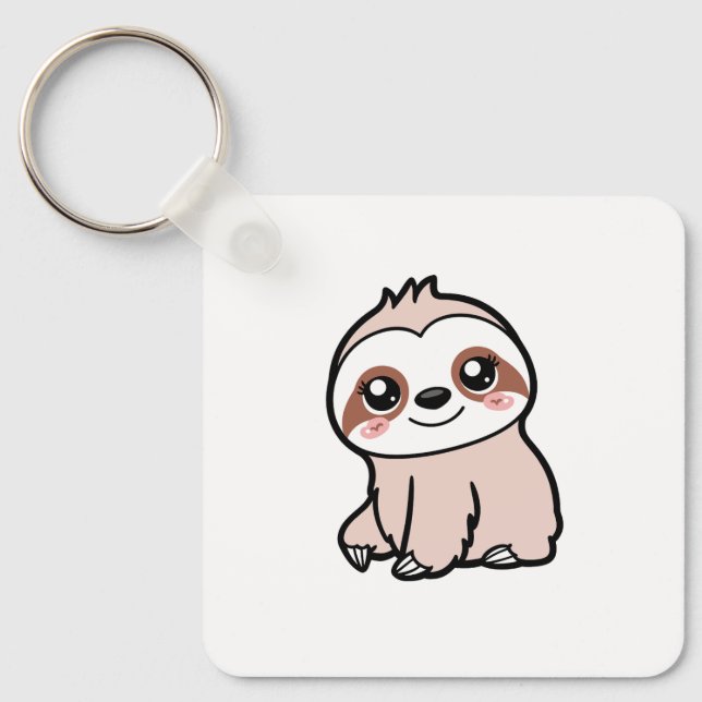 Cute Pink Sloth Key Ring (Front)
