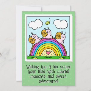 Cute Pink Snails Rainbow Log Back To School Card