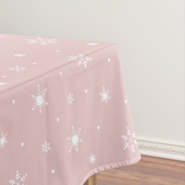 Cute Pink Snow Pattern Tablecloth (In Situ)