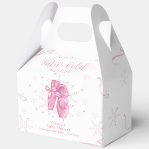 Cute Pink Snowflake Ballerina Girl Baby Shower Favour Box