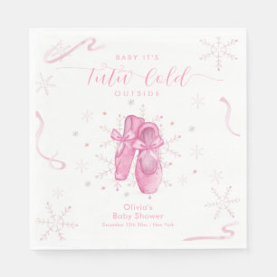 Cute Pink Snowflake Ballerina Girl Baby Shower  Napkin