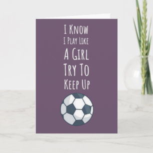Cute Pink Soccer Girly Card